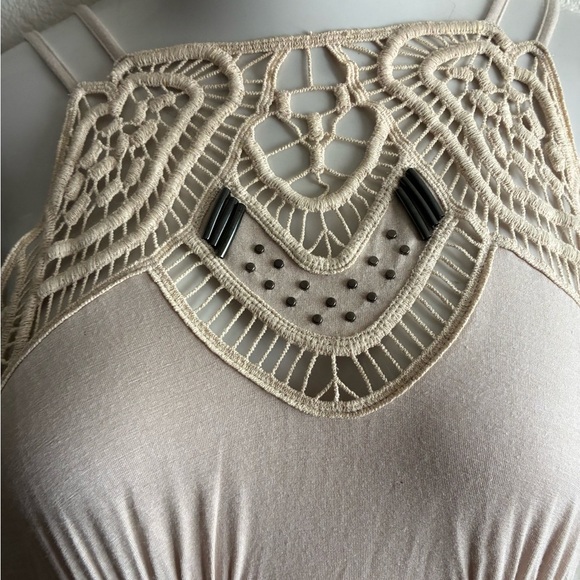 Free People Cream Star Lace  Dress with Bead Details S - Picture 6 of 16